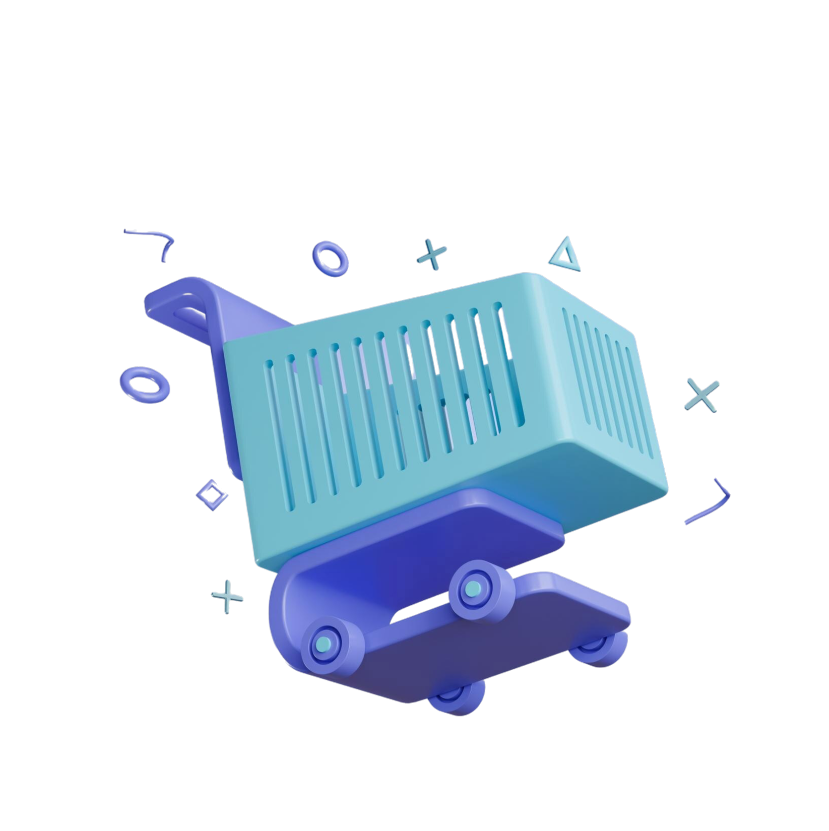 shoping cart isometric 3d render icon